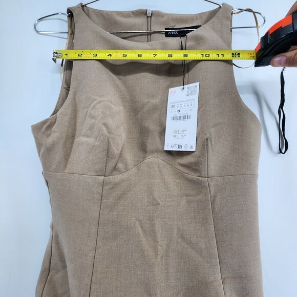 ZARA Women's Medium Tan Sleeveless Skirt Dress NWT - Picture 6 of 7